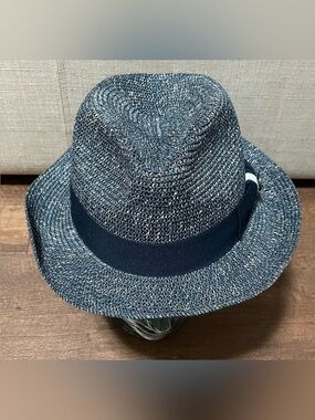 Men's Bruno Capelo Fedora 100% Poly Braid Navy  Blue and White Ricardo